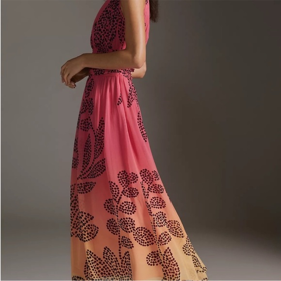 Anthropologie Verb by Pallavi Singhee V-Neck Ombre Maxi Dress Medium New w Tags - Picture 3 of 14